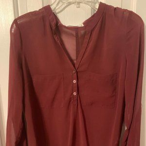 Garage: Burgundy long sleeve shirt